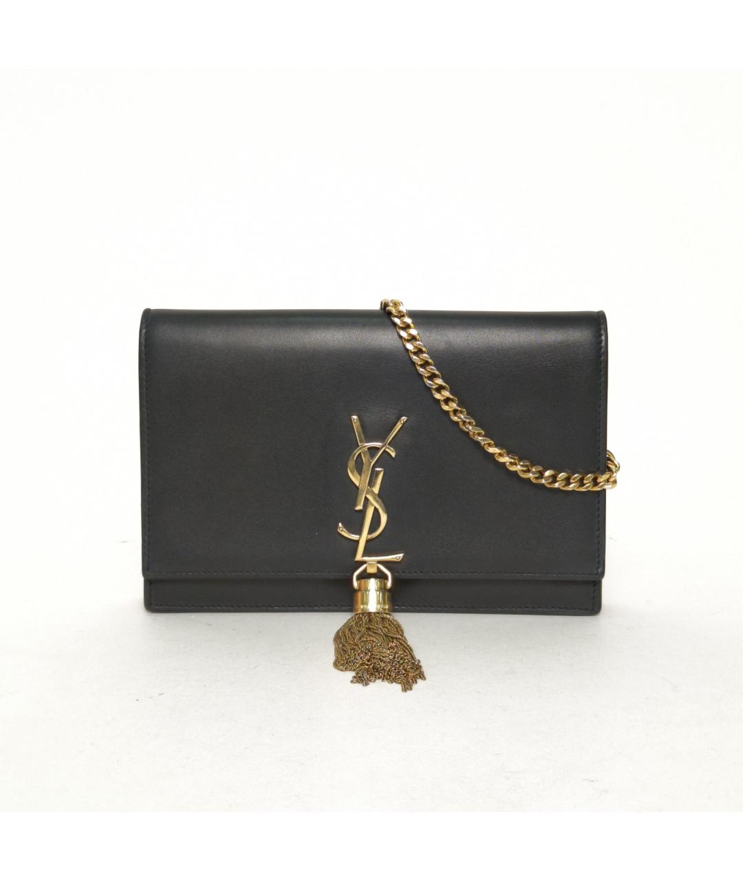 SAINT LAURENT Черная кожаная сумка через плечо, фото 2