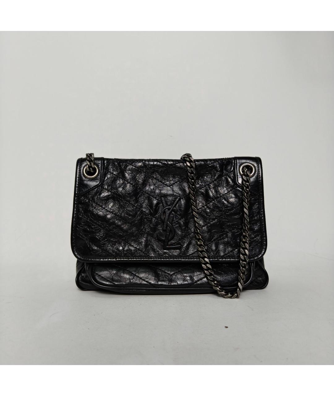 SAINT LAURENT Черная кожаная сумка через плечо, фото 8