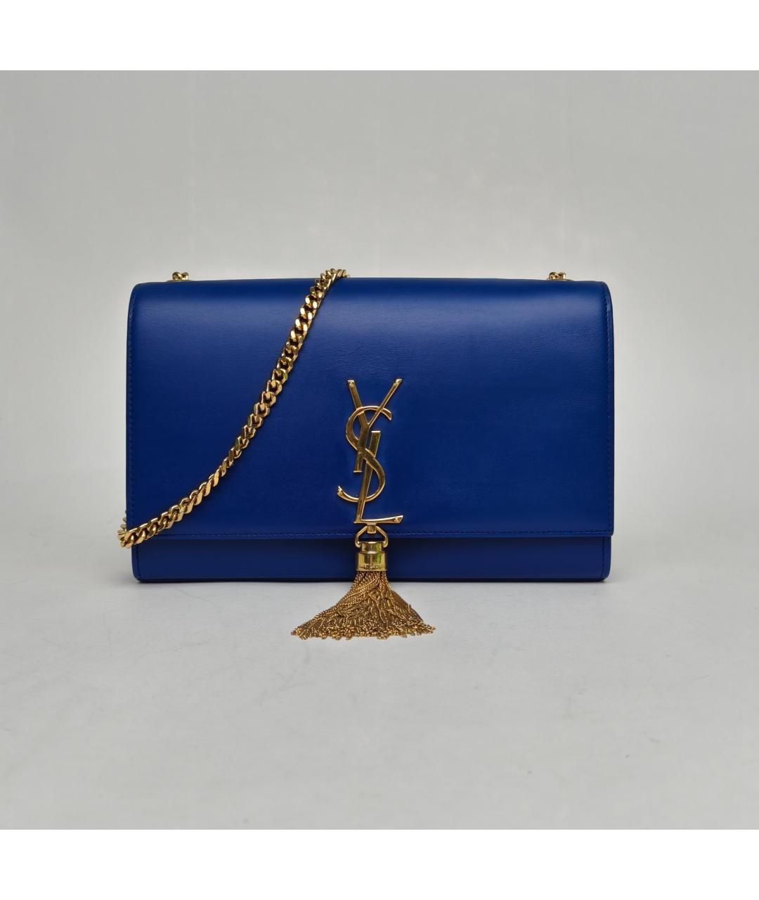 SAINT LAURENT Синяя кожаная сумка через плечо, фото 2