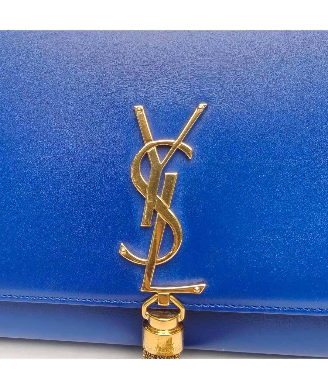 SAINT LAURENT Синяя кожаная сумка через плечо, фото 7