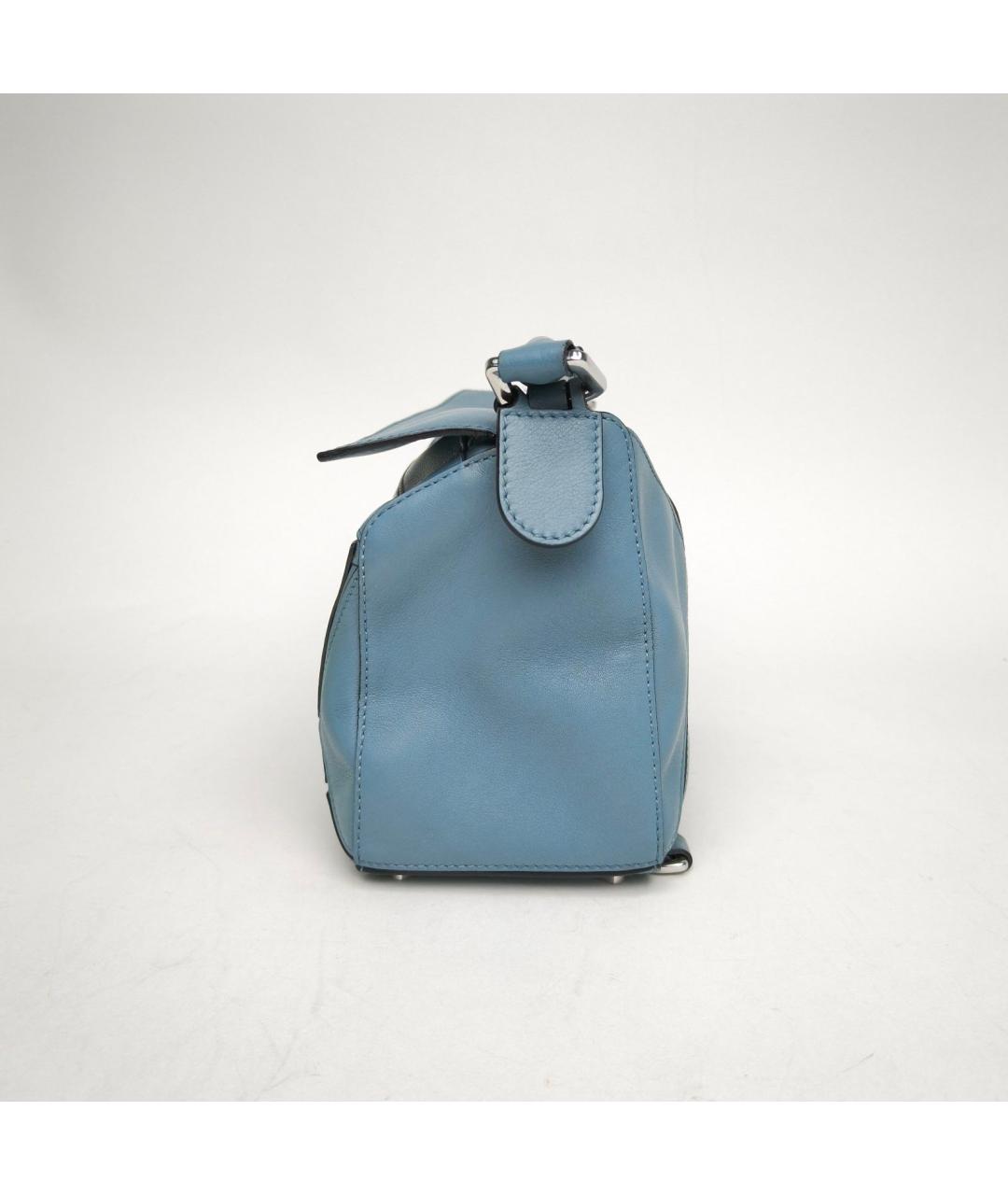 LOEWE Голубая кожаная сумка с короткими ручками, фото 3