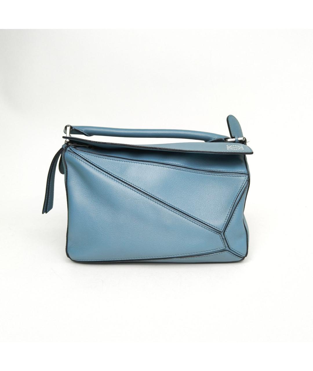 LOEWE Голубая кожаная сумка с короткими ручками, фото 2