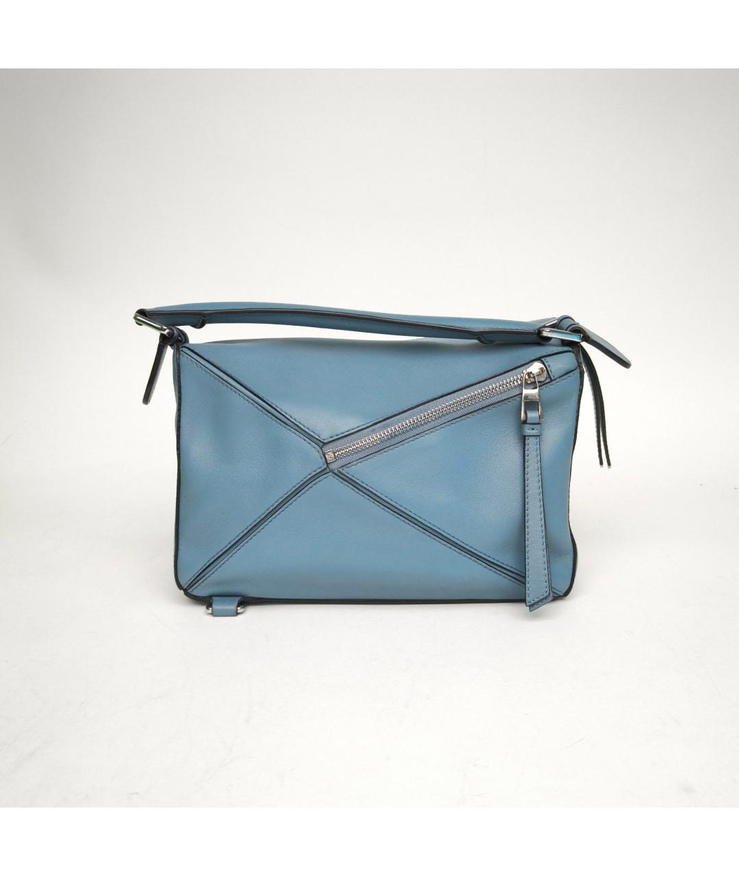 LOEWE Голубая кожаная сумка с короткими ручками, фото 4