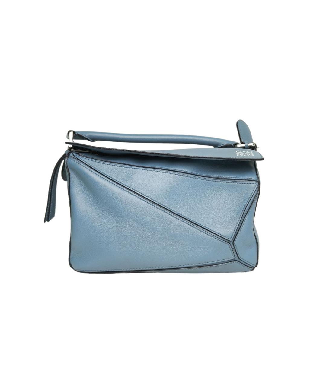 LOEWE Голубая кожаная сумка с короткими ручками, фото 1