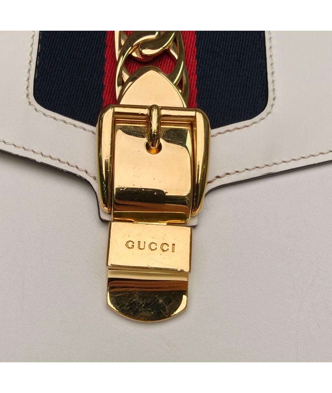 GUCCI Белая кожаная сумка через плечо, фото 7