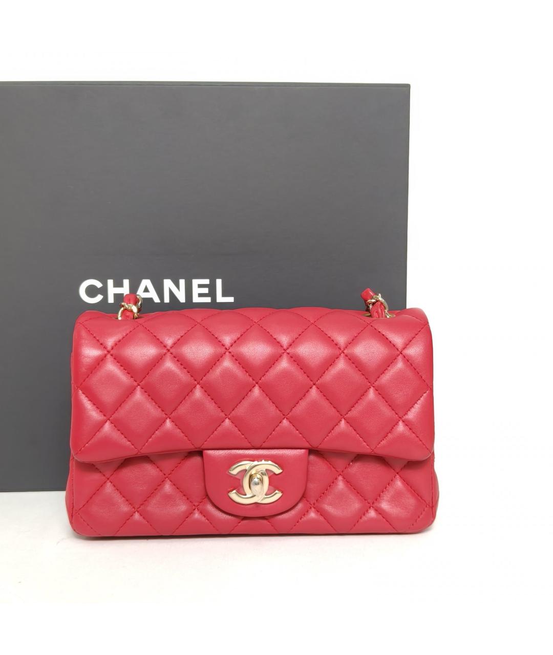 CHANEL Красная кожаная сумка через плечо, фото 9