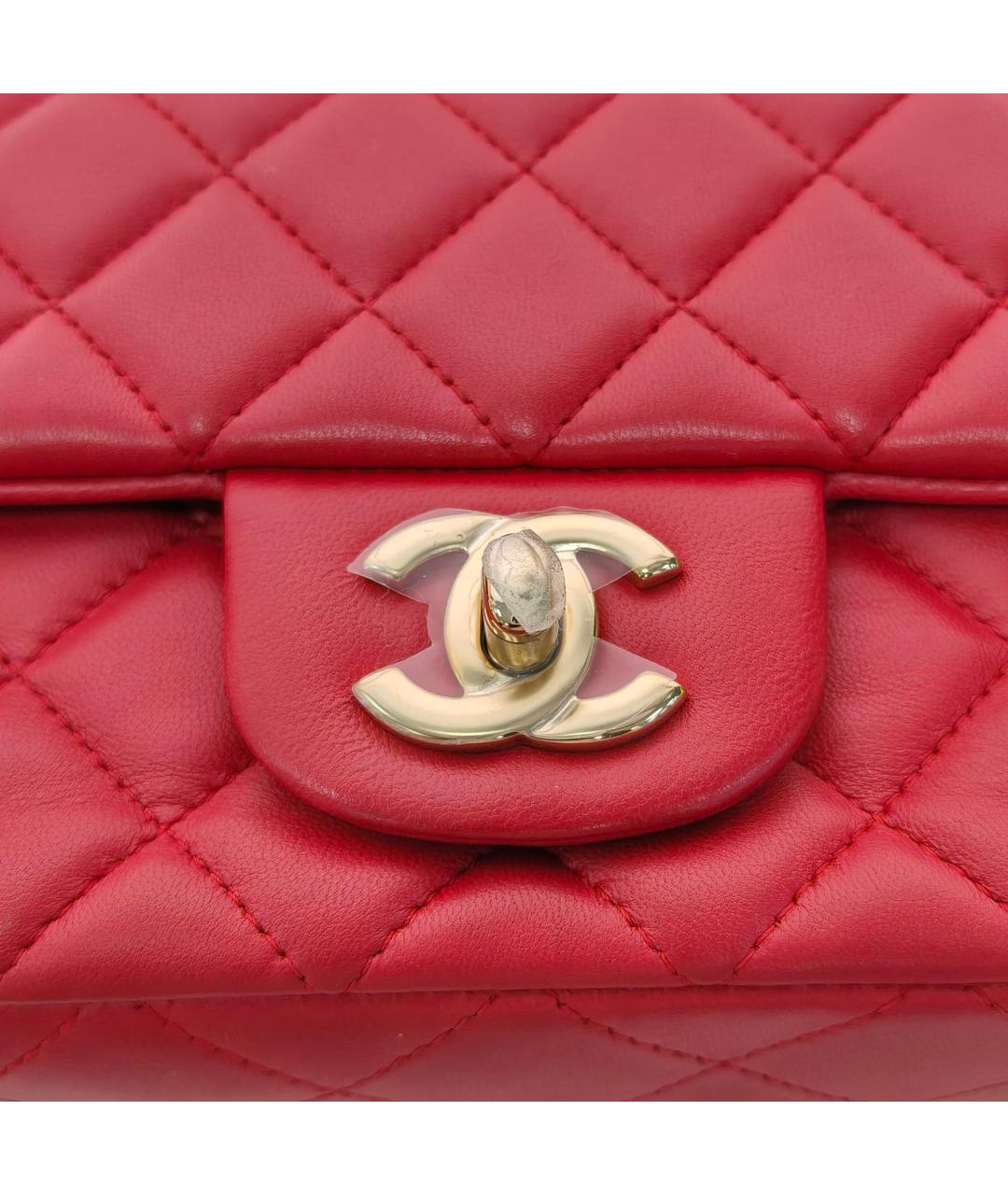 CHANEL Красная кожаная сумка через плечо, фото 7