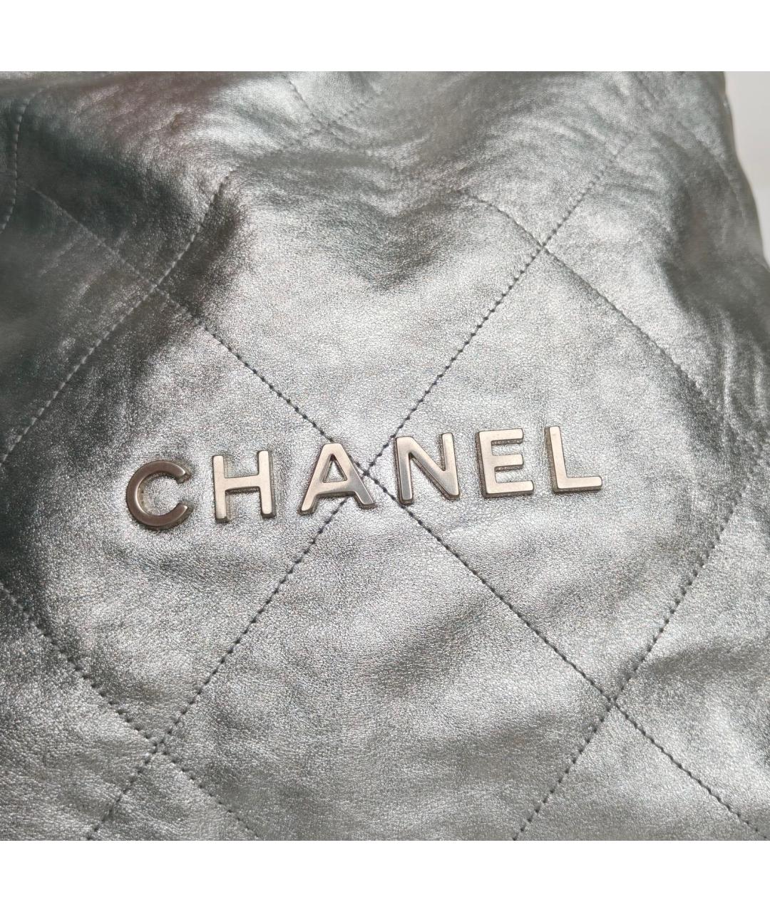 CHANEL Серебрянный кожаный рюкзак, фото 8