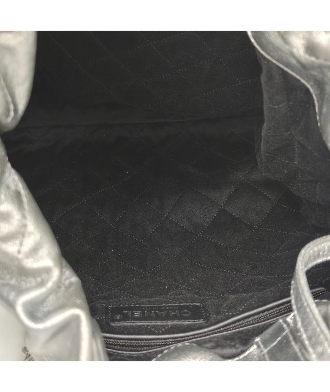 CHANEL Серебрянный кожаный рюкзак, фото 7