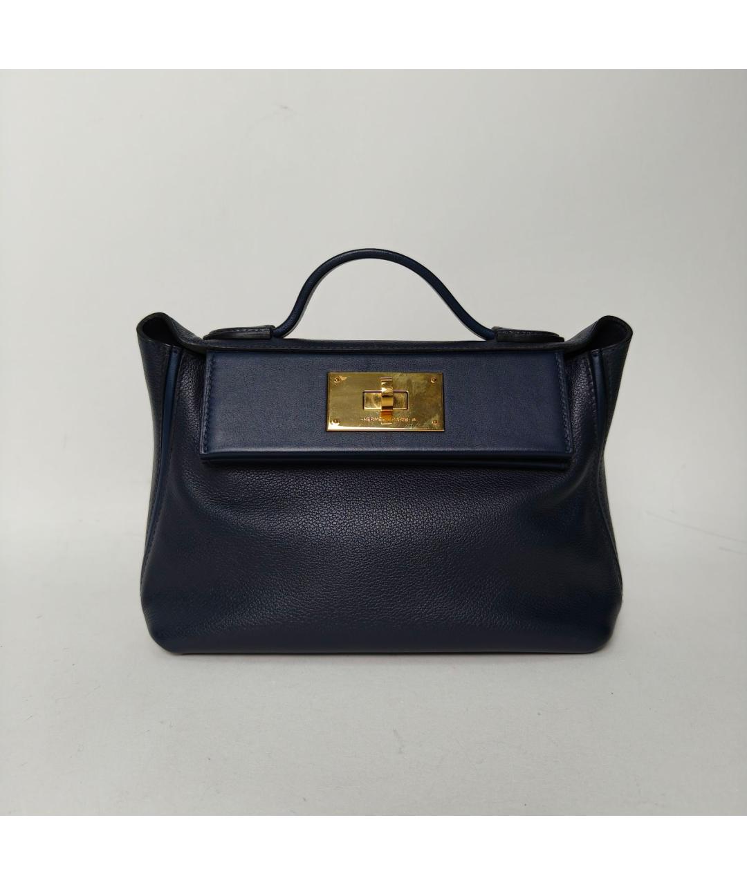 HERMES Темно-синяя кожаная сумка через плечо, фото 2