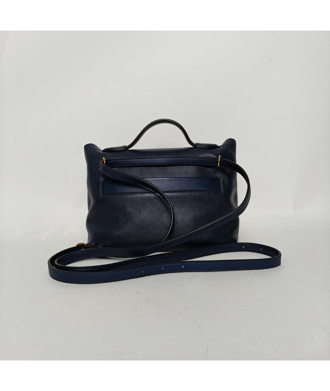 HERMES Темно-синяя кожаная сумка через плечо, фото 4