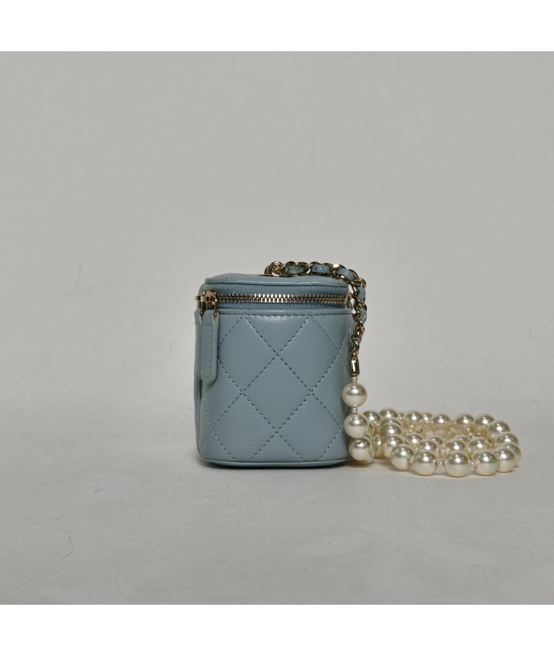 CHANEL Голубая кожаная сумка через плечо, фото 8
