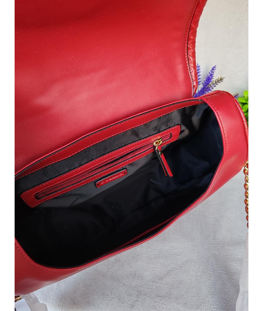 POLLINI Бордовая сумка через плечо из искусственной кожи, фото 4