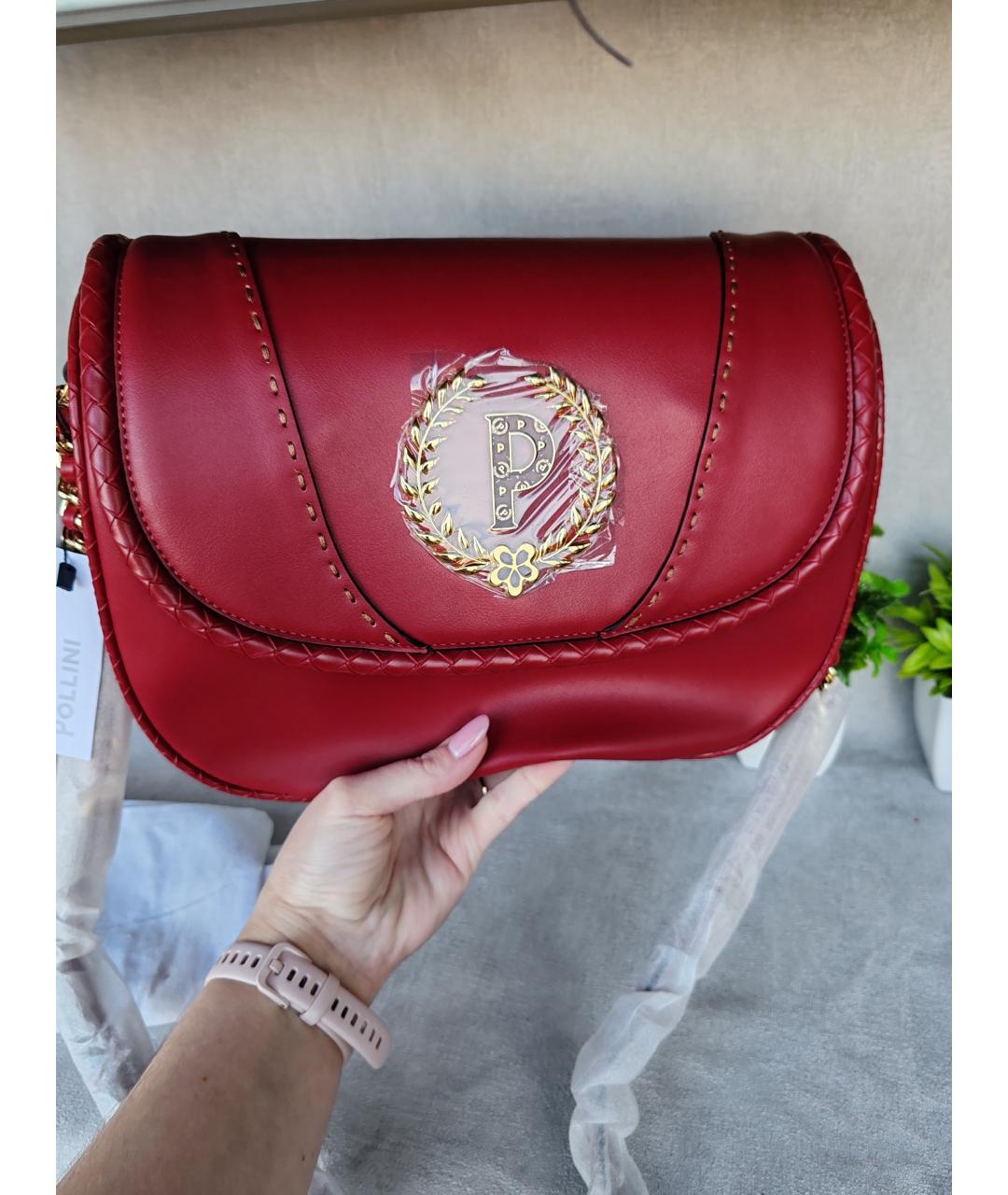 POLLINI Бордовая сумка через плечо из искусственной кожи, фото 5