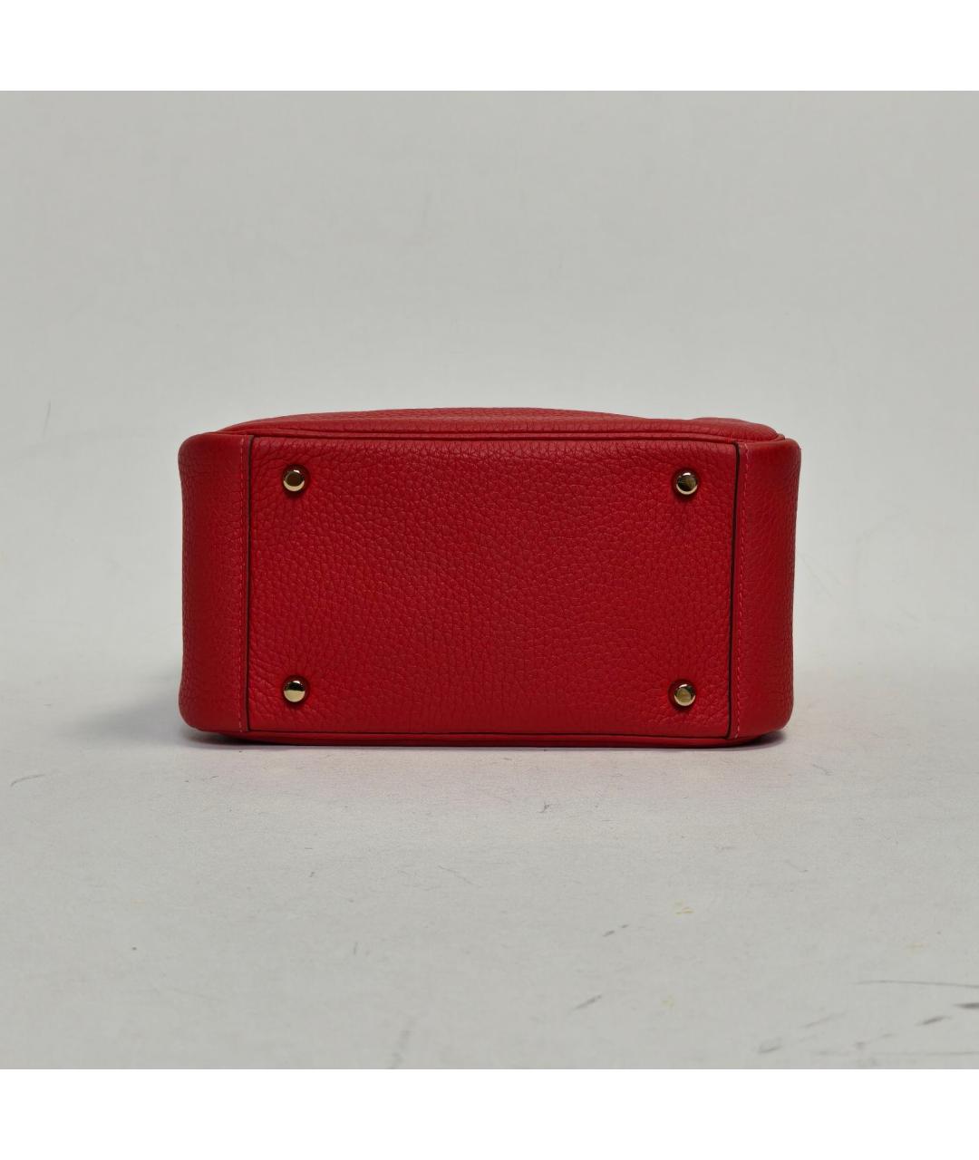 HERMES Красная кожаная сумка с короткими ручками, фото 6