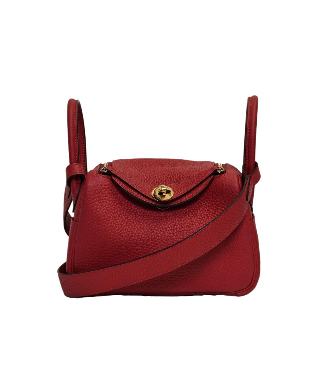 HERMES Красная кожаная сумка с короткими ручками, фото 1