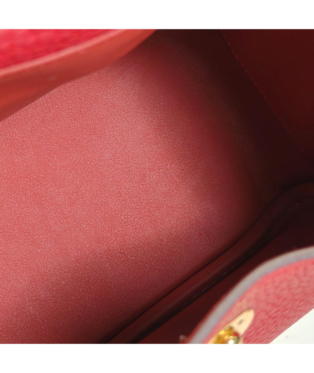 HERMES Красная кожаная сумка с короткими ручками, фото 8