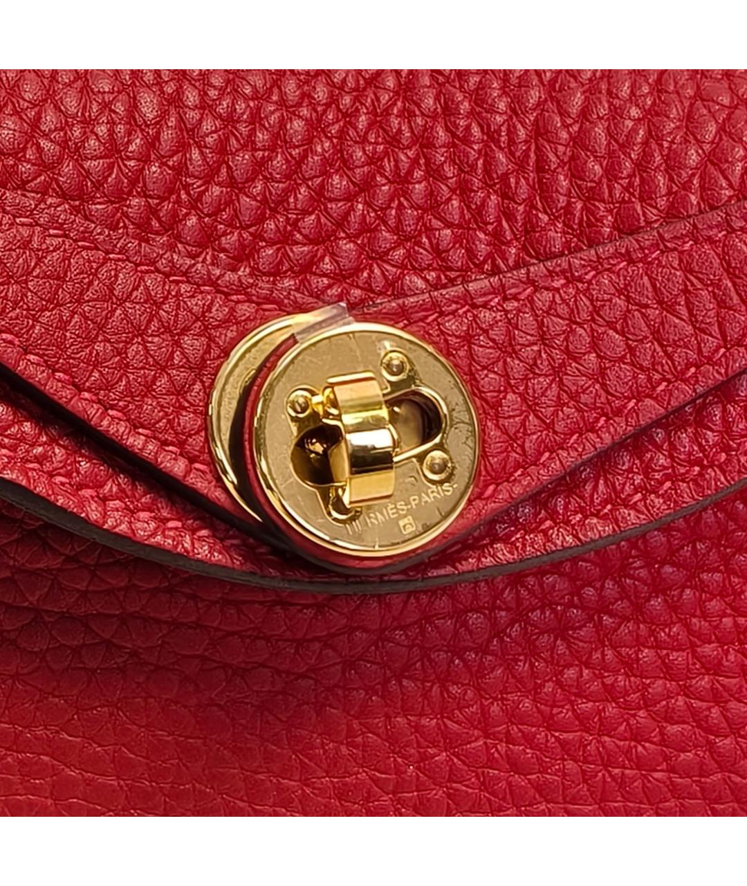 HERMES Красная кожаная сумка с короткими ручками, фото 7