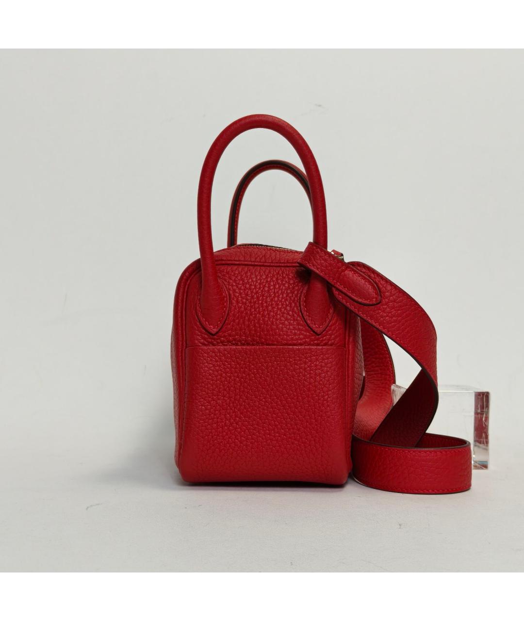 HERMES Красная кожаная сумка с короткими ручками, фото 3
