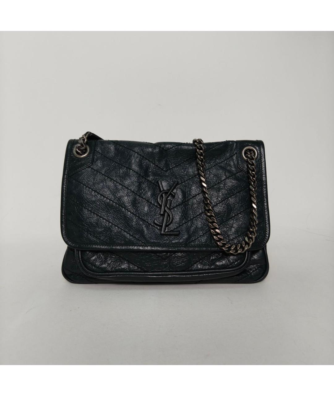 SAINT LAURENT Зеленая кожаная сумка через плечо, фото 8