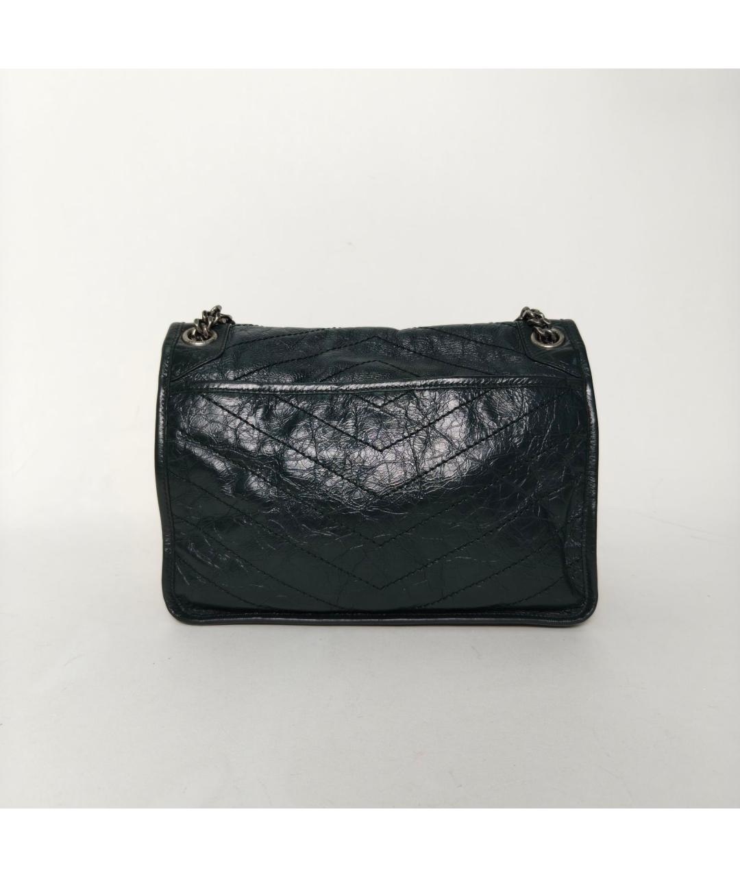 SAINT LAURENT Зеленая кожаная сумка через плечо, фото 4