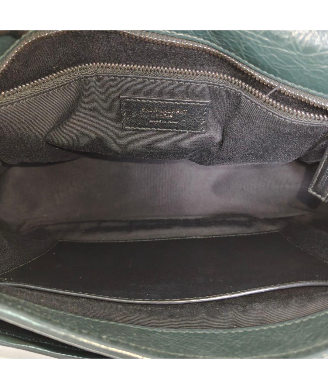 SAINT LAURENT Зеленая кожаная сумка через плечо, фото 7