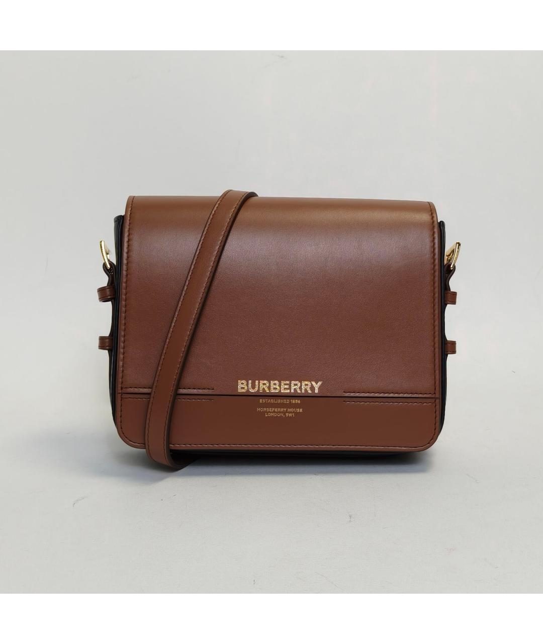 BURBERRY Коричневая кожаная сумка через плечо, фото 8