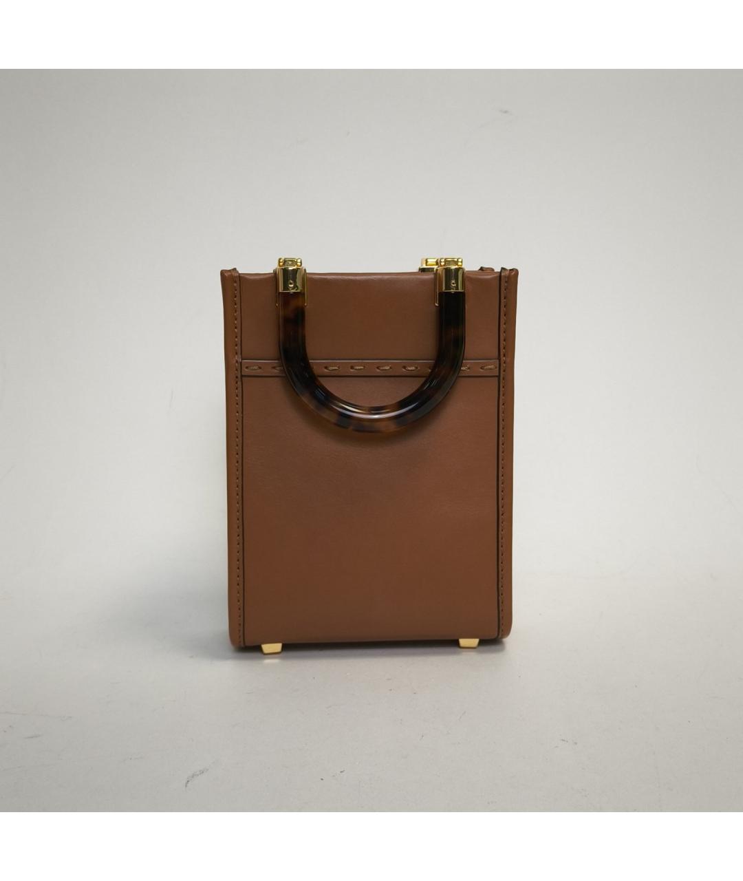 FENDI Коричневая кожаная сумка через плечо, фото 4