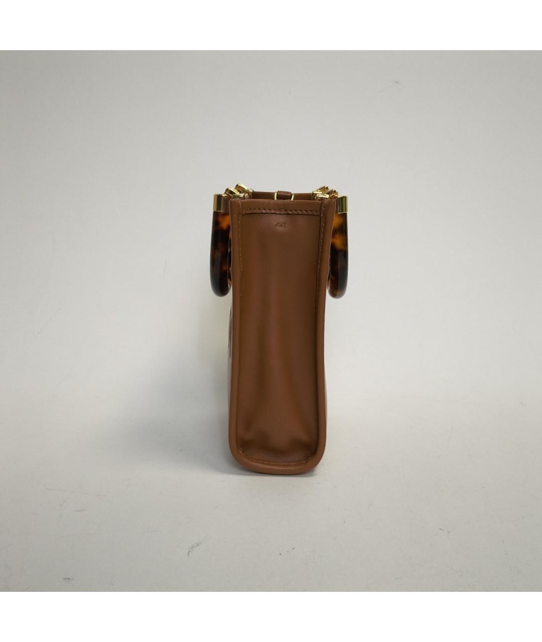 FENDI Коричневая кожаная сумка через плечо, фото 5