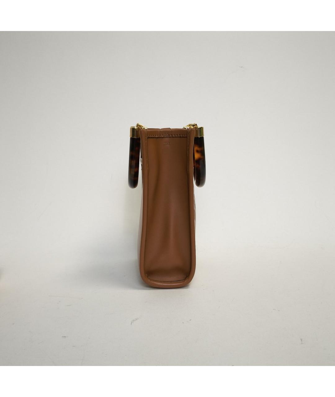 FENDI Коричневая кожаная сумка через плечо, фото 3