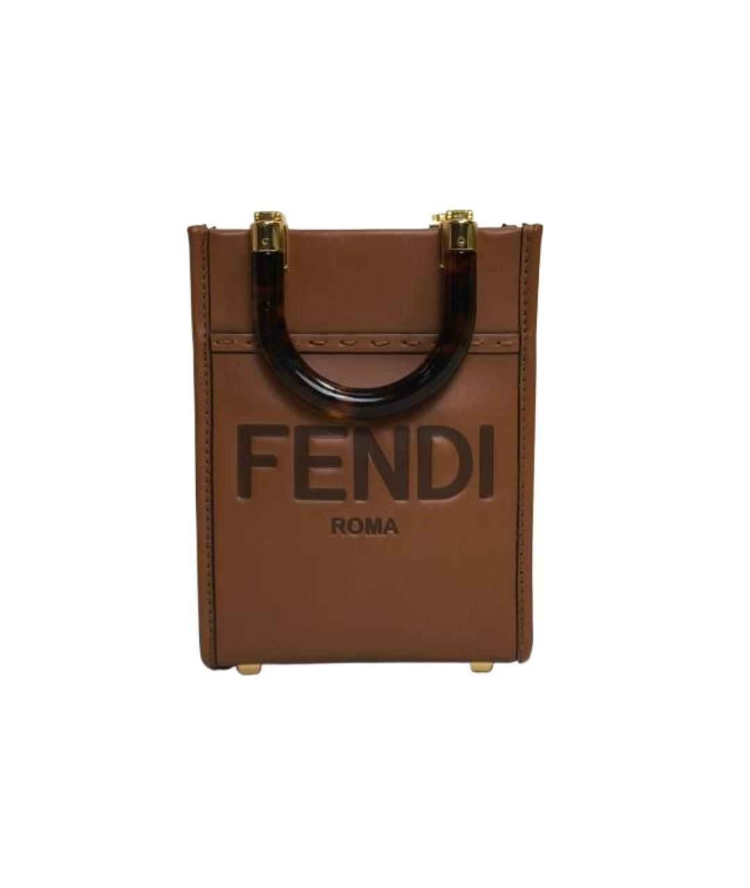 FENDI Коричневая кожаная сумка через плечо, фото 1