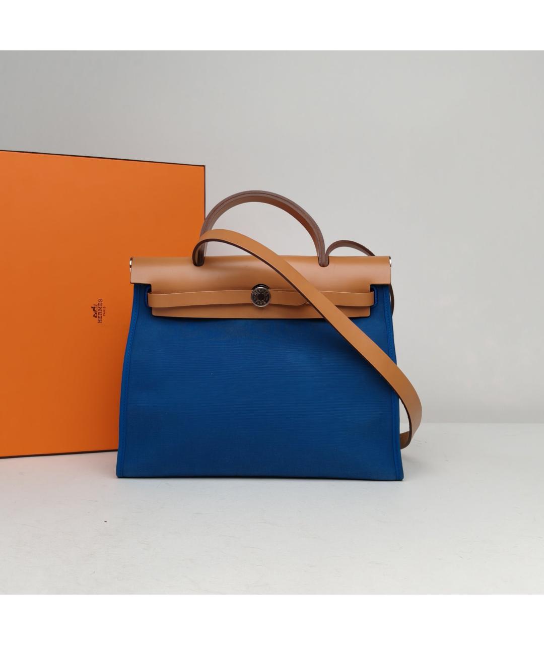 HERMES Синяя сумка с короткими ручками, фото 9