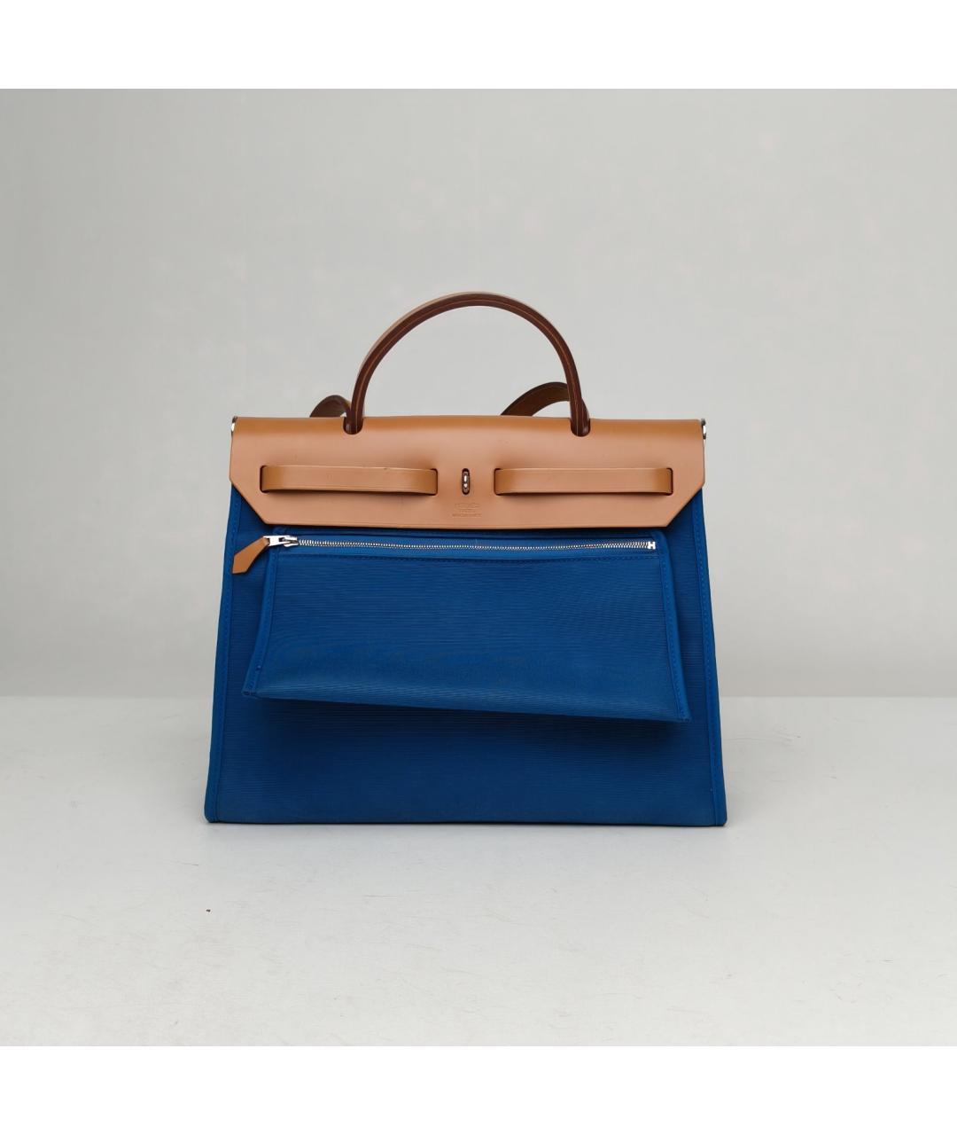 HERMES Синяя сумка с короткими ручками, фото 4