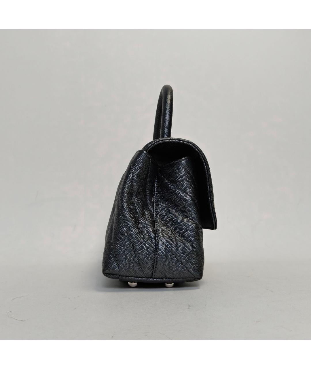 CHANEL Антрацитовая кожаная сумка с короткими ручками, фото 3