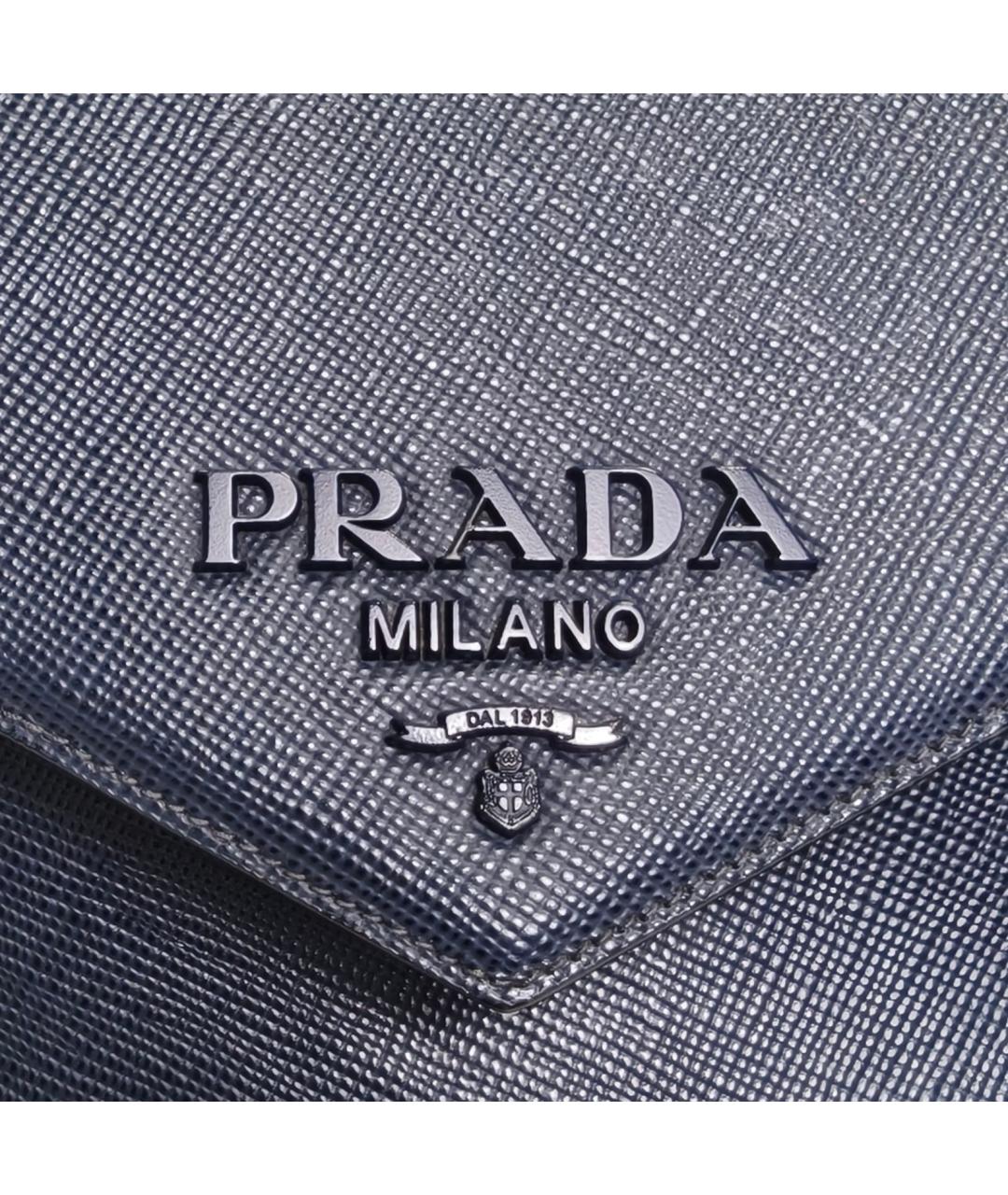 PRADA Темно-синяя кожаная сумка через плечо, фото 8