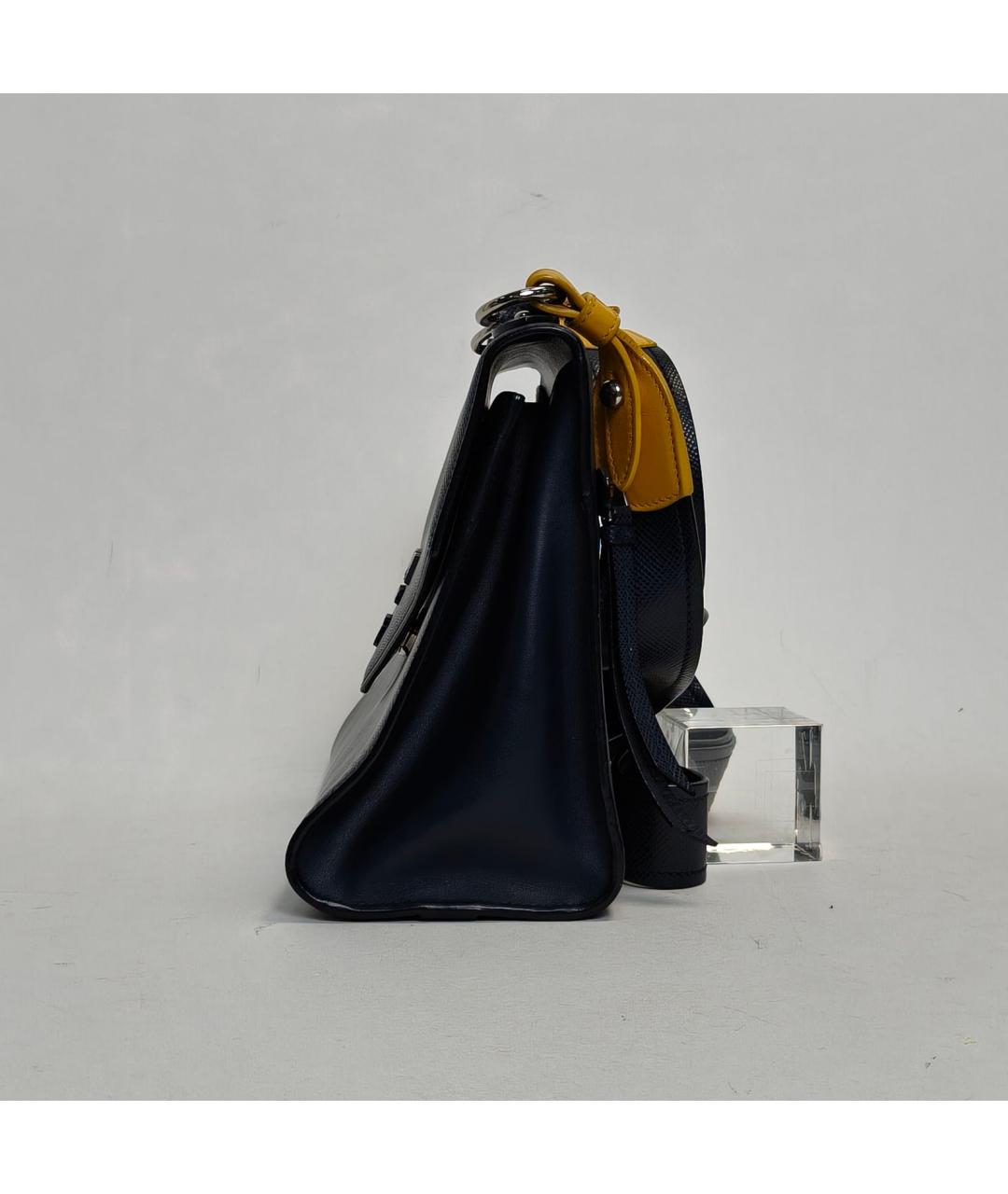 PRADA Темно-синяя кожаная сумка через плечо, фото 5