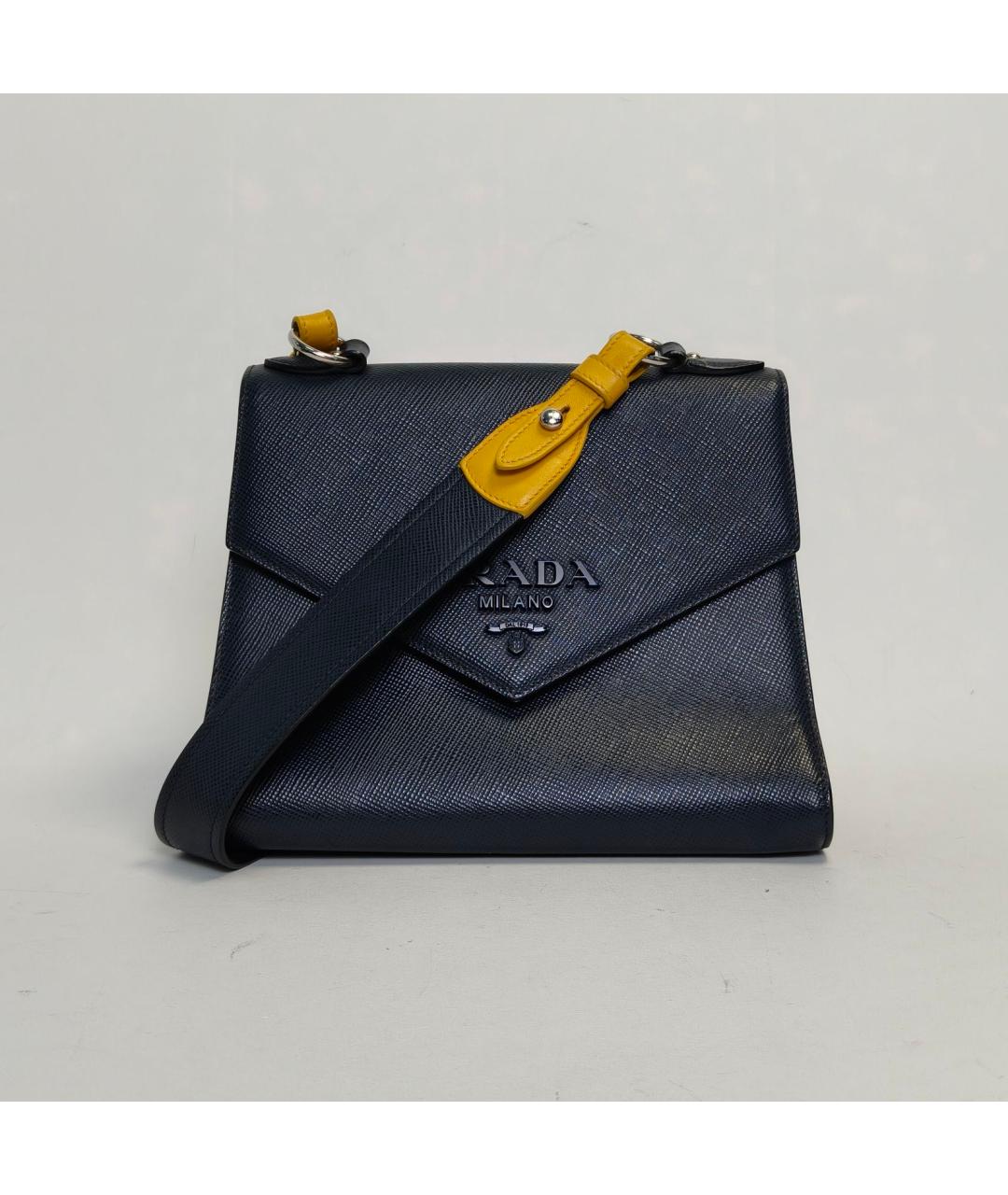 PRADA Темно-синяя кожаная сумка через плечо, фото 2