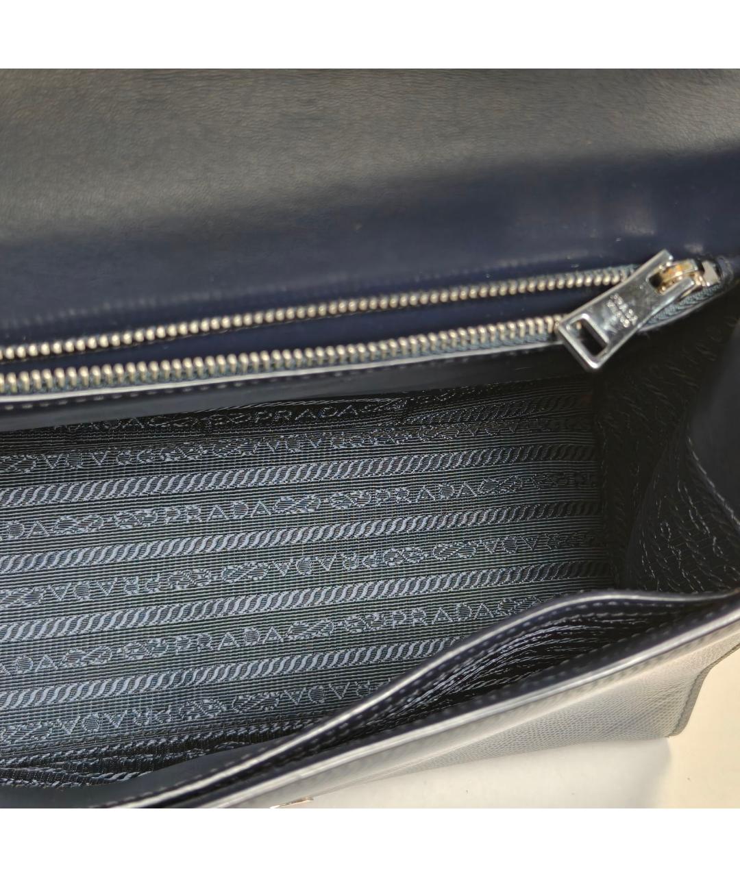 PRADA Темно-синяя кожаная сумка через плечо, фото 7
