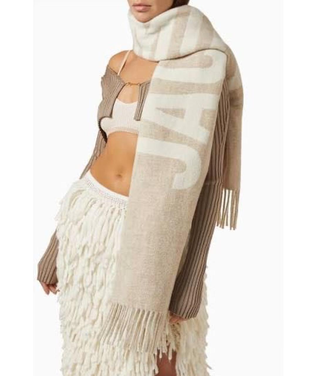 JACQUEMUS Бежевый шерстяной шарф, фото 4