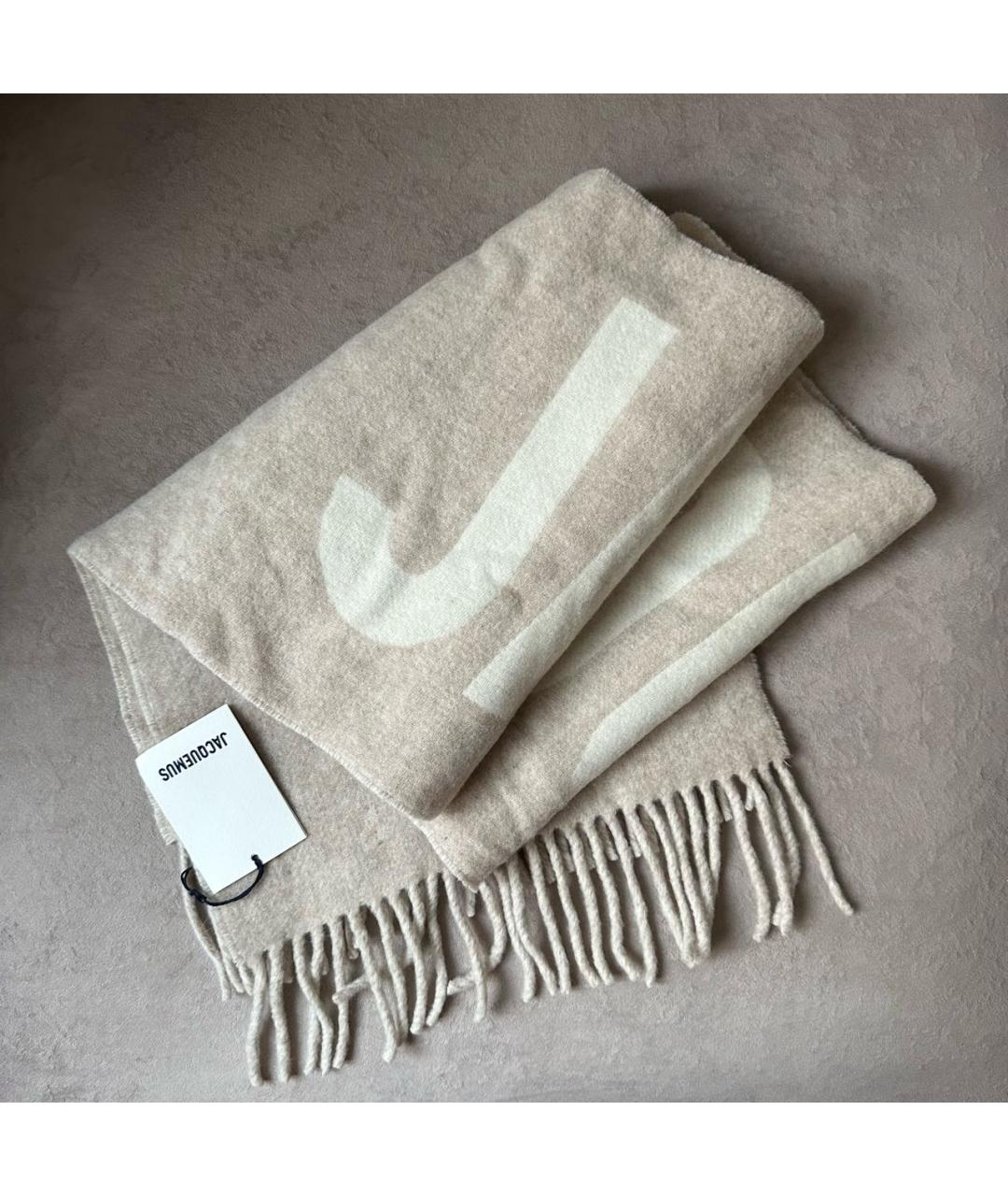 JACQUEMUS Бежевый шерстяной шарф, фото 2