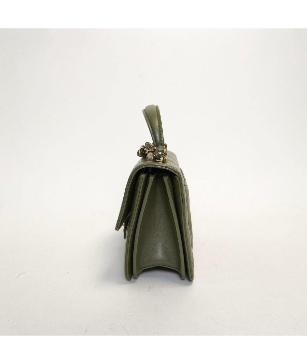 CHANEL Зеленая кожаная сумка через плечо, фото 5