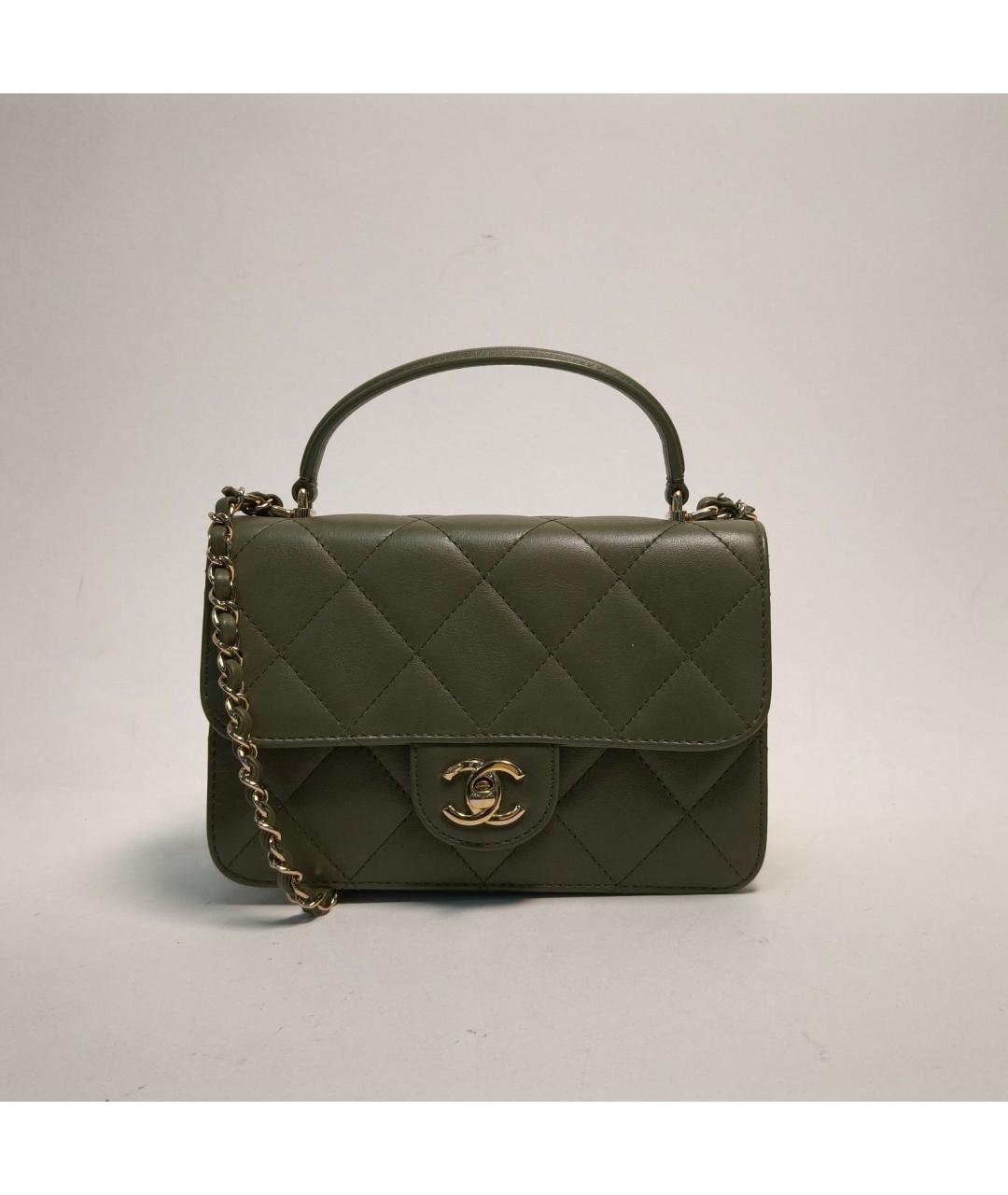 CHANEL Зеленая кожаная сумка через плечо, фото 2