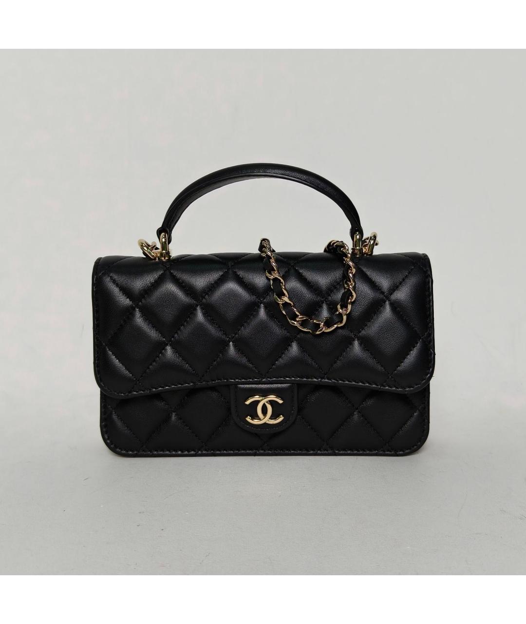 CHANEL Черная кожаная сумка через плечо, фото 9