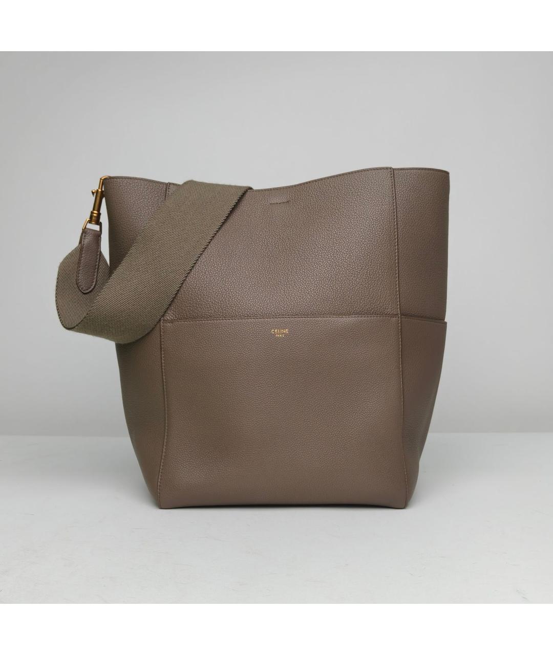 CELINE Коричневая кожаная сумка через плечо, фото 2