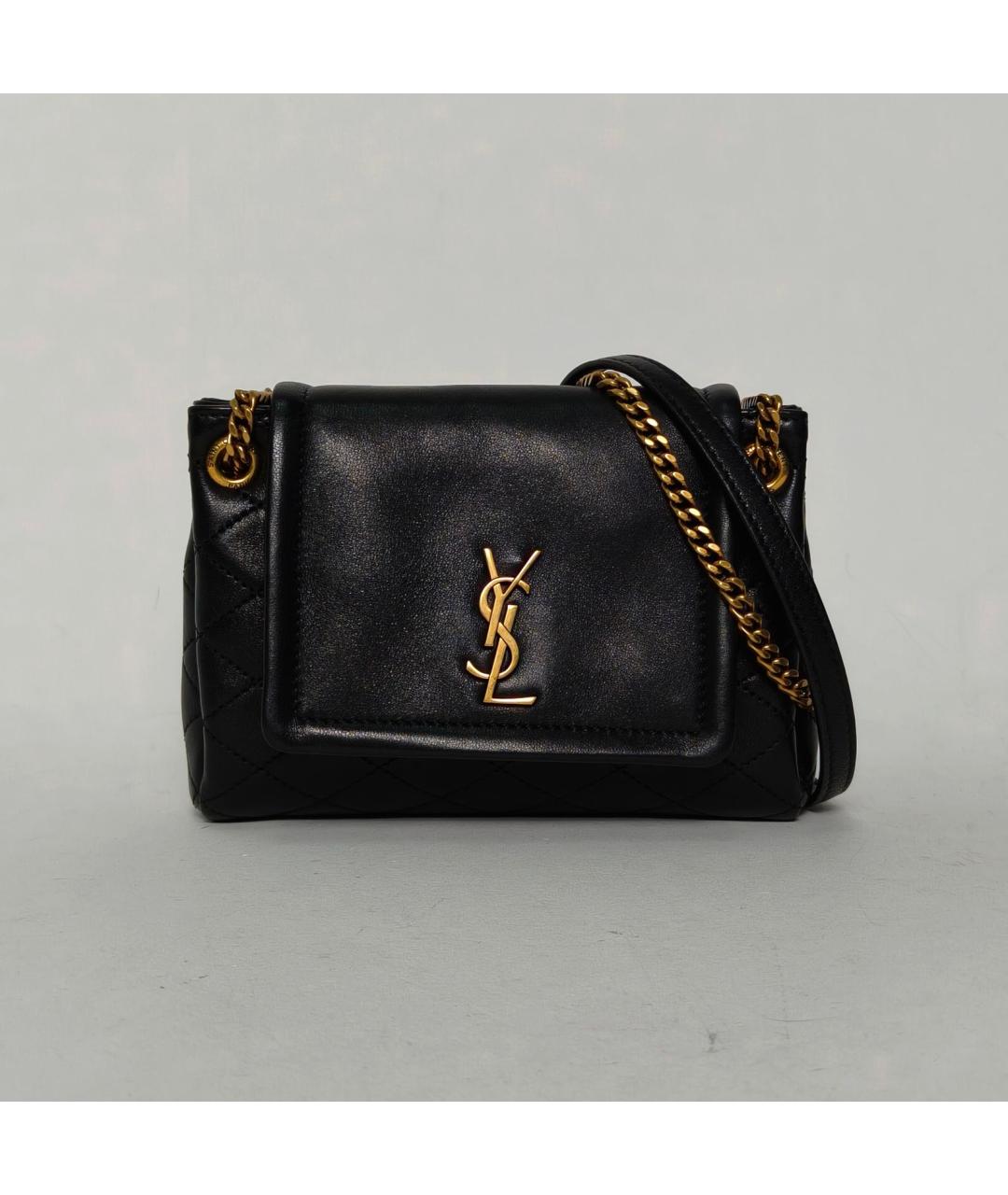 SAINT LAURENT Черная кожаная сумка через плечо, фото 9