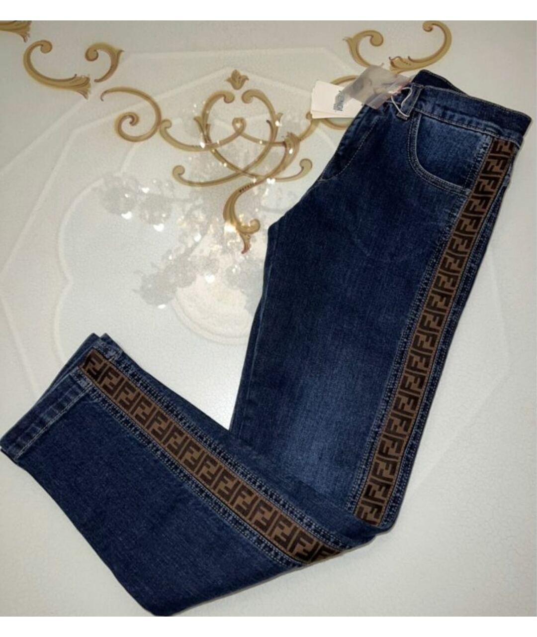 FENDI Синие прямые джинсы, фото 2