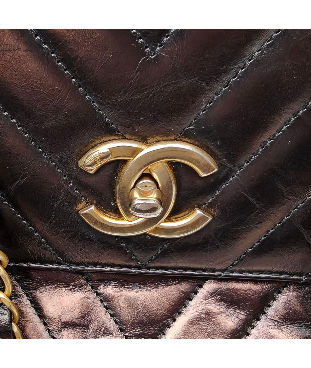 CHANEL Черная кожаная сумка с короткими ручками, фото 8