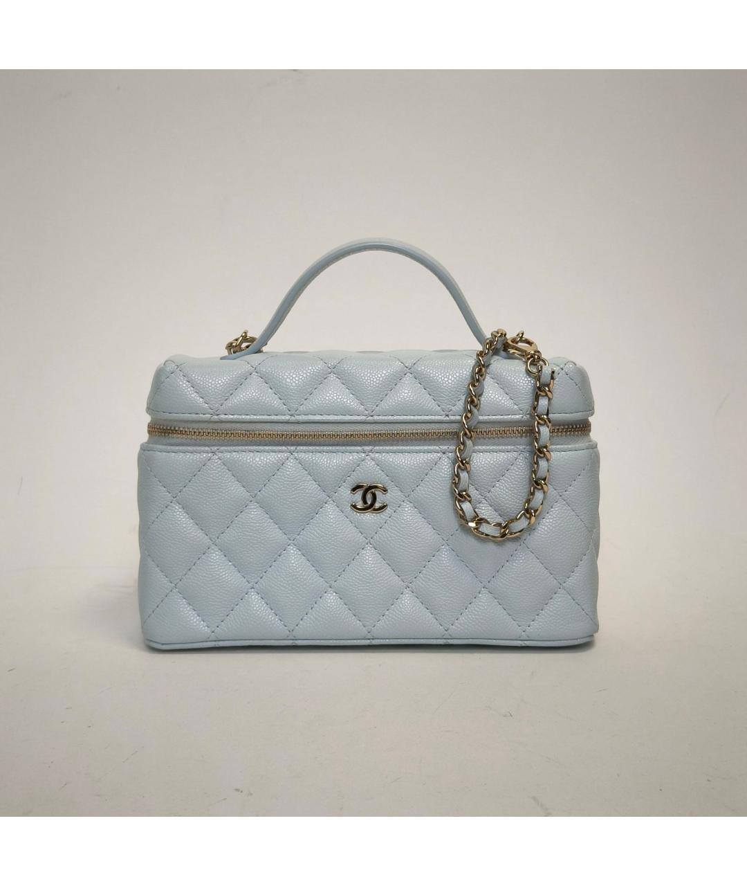 CHANEL Голубая кожаная сумка через плечо, фото 9