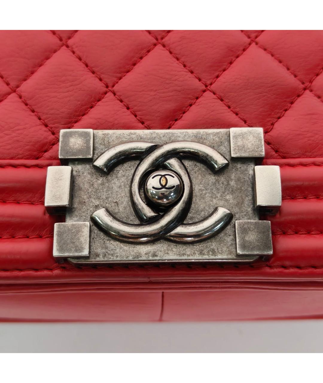 CHANEL Красная кожаная сумка через плечо, фото 7