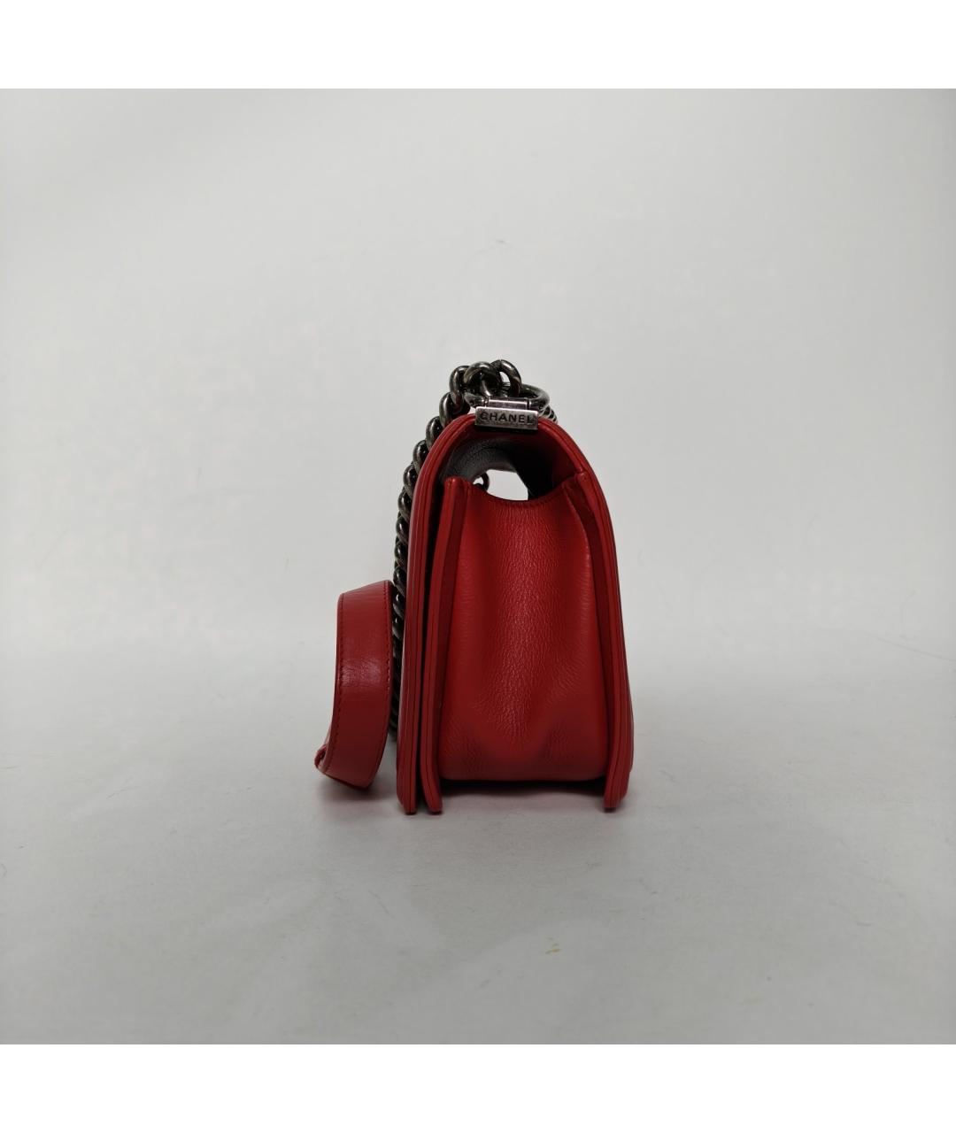 CHANEL Красная кожаная сумка через плечо, фото 5